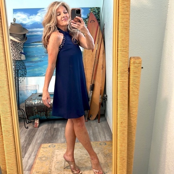 Lulus Dresses & Skirts - 💙Lulu’s, Any Sway, Shape, or Form, Navy-Blue Lace Halter Dress, Size Small